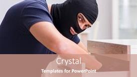  Presentation with lawyer client meeting wearing mask - Theme having robber-wearing-balaclava-stealing-valuable background and a coral colored foreground