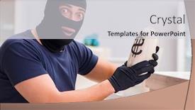  Presentation with to get more things done - Cool new presentation design with robber-wearing-balaclava-stealing-valuable backdrop and a light gray colored foreground