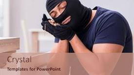  Presentation with to get more things done - PPT theme enhanced with robber-wearing-balaclava-stealing-valuable background and a coral colored foreground