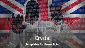  Presentation with shares - PPT layouts having robber with hood and gloves against stocks and shares background and a dark gray colored foreground