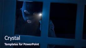  Presentation with airplane wing through airplane window - Amazing theme having robbery - burglar with flashlight looking backdrop and a navy blue colored foreground