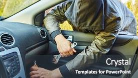  Presentation with hooligan - Slides featuring robbery - hooligan breaking into the car background and a  colored foreground