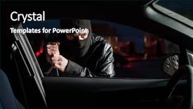 Presentation with car door - Presentation theme having robbery - male carjacker open car door background and a black colored foreground