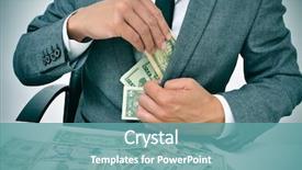 Presentation with desk - Cool new PPT layouts with robbery - man in suit sitting backdrop and a teal colored foreground