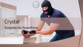  Presentation with god all things are possible - Presentation theme enhanced with robbery - robber wearing balaclava stealing valuable background and a coral colored foreground