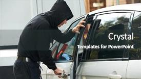  Presentation with city street - Theme having robbery - thief stealing automobile car background and a tawny brown colored foreground