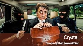  Presentation with robbery and theft - Presentation theme with robbery businessman grasped in hostages background and a tawny brown colored foreground