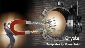  Presentation with financial crime - Slide deck featuring robbing bank in financial crime background and a dark gray colored foreground