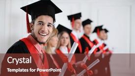  Presentation with bachelor - Slides enhanced with robe with diploma indoors graduation background and a tawny brown colored foreground