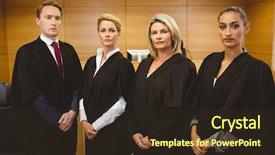  Presentation with court - Audience pleasing slides consisting of robes in the court room backdrop and a tawny brown colored foreground