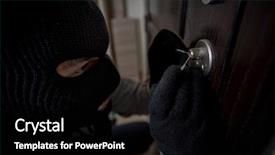  Presentation with operating systems security - PPT theme having robo - burglar operating a door background and a black colored foreground