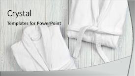  Presentation with spa espiritual - Amazing slide set having robo - folded spa bathrobes on wooden backdrop and a light gray colored foreground