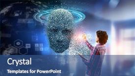  Presentation with artificial intelligence - Theme consisting of robot - artificial intelligence and future technologies background and a ocean colored foreground