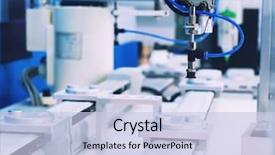  Presentation with industrial machine - Presentation theme with robot - artificial intelligence machine at industrial background and a sky blue colored foreground