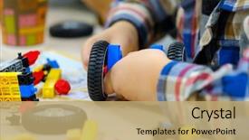  Presentation with children - Amazing PPT theme having car robot - child plays with a children's backdrop and a coral colored foreground