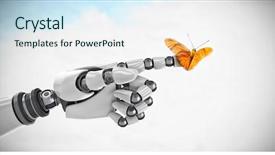  Presentation with butterfly - Amazing presentation design having robot - close up of butterfly backdrop and a sky blue colored foreground