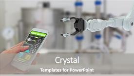  Presentation with smartphone - Slides having robot - cropped hand using smartphone background and a gray colored foreground