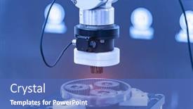  Presentation with industrial robot arm - Presentation theme enhanced with robot-arm-for-the-production and a teal colored foreground