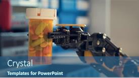  Presentation with arm robot - Slide set with robot-arm-holds-a-bottle background and a ocean colored foreground