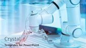  Presentation with robot arm - Slide deck enhanced with robot-arm-is-working-smartly background and a light blue colored foreground