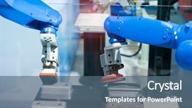  Presentation with automotive - Beautiful slide deck featuring robot arm polishing the automotive backdrop and a ocean colored foreground