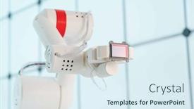  Presentation with manipulator robot - Presentation with robot-arm-with-ccd background and a sky blue colored foreground