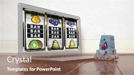  Presentation with gambling - PPT layouts consisting of robot-at-his-computer-gambling background and a tawny brown colored foreground