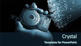  Presentation with high tech technology - Colorful theme enhanced with robot clip art - high-tech technology background backdrop and a ocean colored foreground