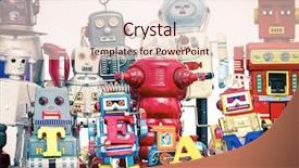  Presentation with company - Slide deck featuring robot company - large colection vintage tin toys background and a lemonade colored foreground