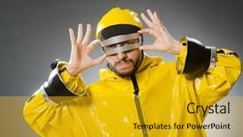  Presentation with elegant man in glasses optics - Slide deck enhanced with robot dance - man wearing metal glasses background and a gold colored foreground