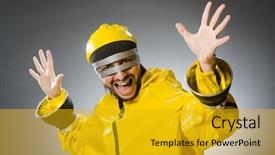  Presentation with elegant man in glasses optics - Presentation theme with robot dance - man wearing metal glasses background and a gold colored foreground