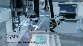  Presentation with machine vision - PPT layouts having robot drill machine tool background and a light blue colored foreground