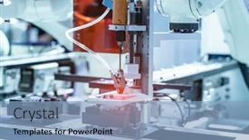  Presentation with industrial robot - Presentation design consisting of robot-drill-machine-tool background and a light blue colored foreground