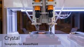  Presentation with industrial robot - Theme consisting of robot drill machine tool background and a light blue colored foreground