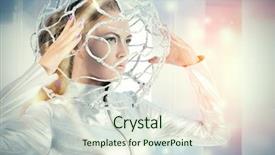  Presentation with futuristic - Cool new PPT theme with eccentric - beautiful young woman in silver backdrop and a sky blue colored foreground