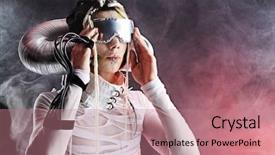  Presentation with wires - Presentation theme featuring painting robot - shot of a futuristic young background and a coral colored foreground