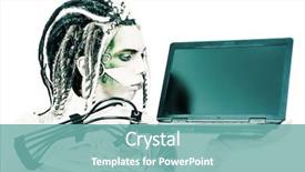  Presentation with wires - Cool new presentation theme with painting robot - shot of a futuristic young backdrop and a seafoam green colored foreground