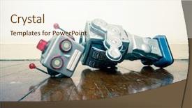  Presentation with lost - Presentation theme enhanced with vintage bot lost his head background and a white colored foreground