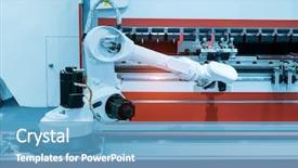  Presentation with metal forming - Theme having robot for metal forming process background and a teal colored foreground