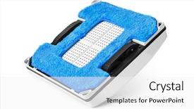  Presentation with robot accounting - Presentation theme consisting of robot for washing windows isolated background and a white colored foreground