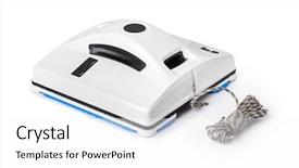  Presentation with windows - Colorful presentation theme enhanced with robot for washing windows isolated backdrop and a white colored foreground