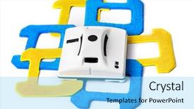  Presentation with sponges - Amazing PPT theme having robot for washing windows backdrop and a light blue colored foreground