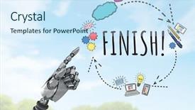  Presentation with graphics - Slides with robot free - digital composite of android hand background and a sky blue colored foreground