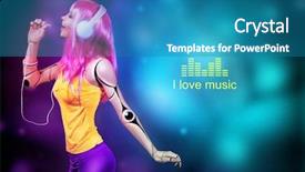  Presentation with love music - Colorful presentation design enhanced with robot free - female cyborg listening to music backdrop and a teal colored foreground