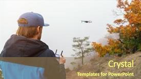  Presentation with technology trends - Theme featuring robot free - young man handling drone using background and a coral colored foreground