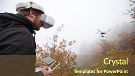  Presentation with technology trends - Amazing slides having robot free - young man handling drone using backdrop and a tawny brown colored foreground