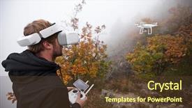  Presentation with technology trends - Beautiful PPT theme featuring robot free - young man handling drone using backdrop and a tawny brown colored foreground