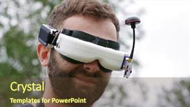  Presentation with robot - PPT theme having robot free - young man wearing fvp goggles background and a tawny brown colored foreground