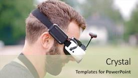  Presentation with free - Audience pleasing slide set consisting of robot free - young man wearing fvp goggles backdrop and a soft green colored foreground