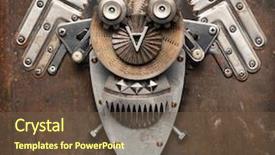  Presentation with stylized - Audience pleasing slide set consisting of robot gear mechanism - stylized metal collage of owl backdrop and a  colored foreground